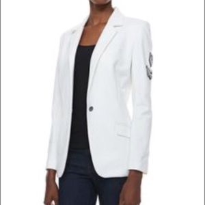 Laveer White Blazer with Sleeve Patches
